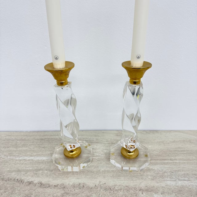 Twisted Acrylic Glass Candleholders, 1970s, Set of 2 For Sale - Image 6 of 12