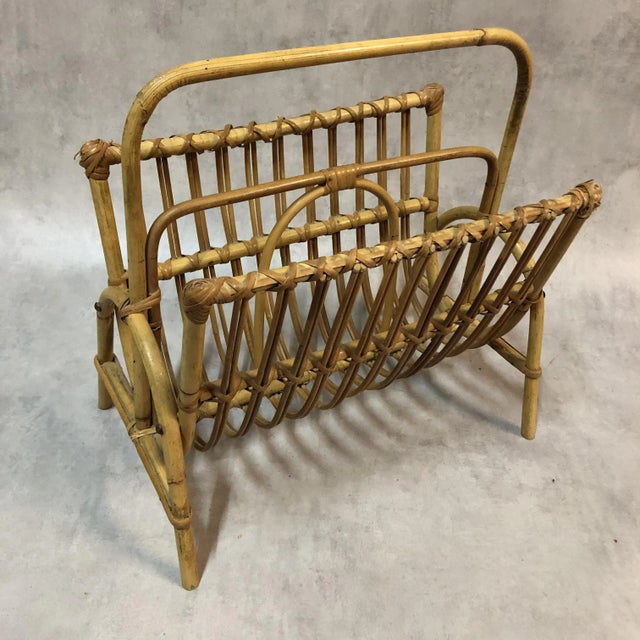Mid-Century French Rattan Magazine Rack, 1960s For Sale - Image 9 of 9