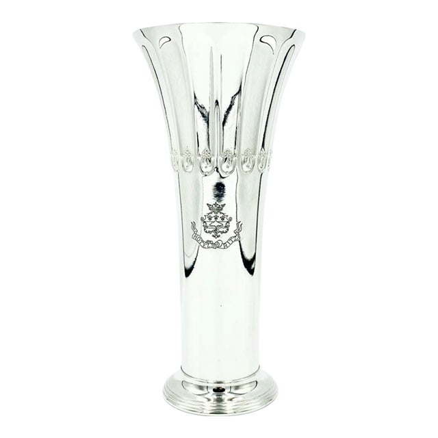 Antique Ritz Paris Hotel France Silver Plate Vase 10"h For Sale
