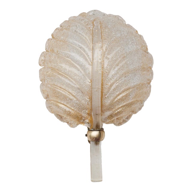 1960s Barovier & Toso Murano Gold Glass and Brass Wall Light, Italy For Sale