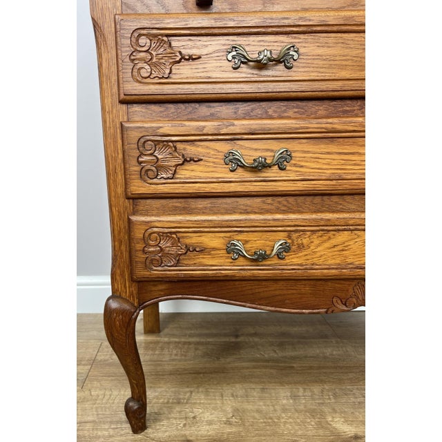 Wood Vintage French Style Secretaire in Oak For Sale - Image 7 of 18