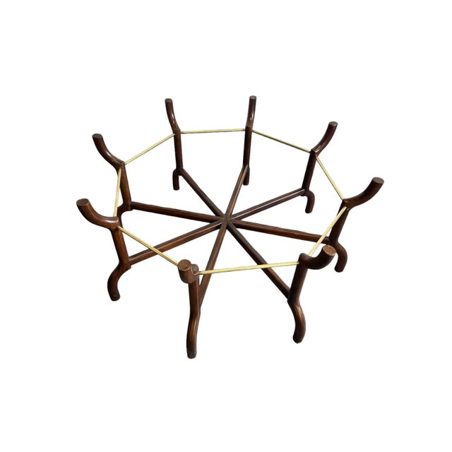 Mid-Century Modern Vintage Scalloped Brass and Glass Coffee Table For Sale - Image 3 of 12