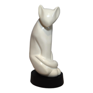 "The Essence of Yin" Mid Century Cat Sculpture by Li Yin Sleek Animal Design