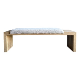Casi Sheep Bench in White Oak and Natural Genuine Sheep Upholstery For Sale