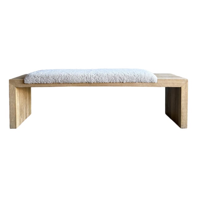 Casi Sheep Bench in White Oak and Natural Genuine Sheep Upholstery For Sale