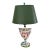 1980s Italian Botanical Painted Ceramic Urn Table Lamp With Lion Masks & Turquoise Finial Neoclassical For Sale
