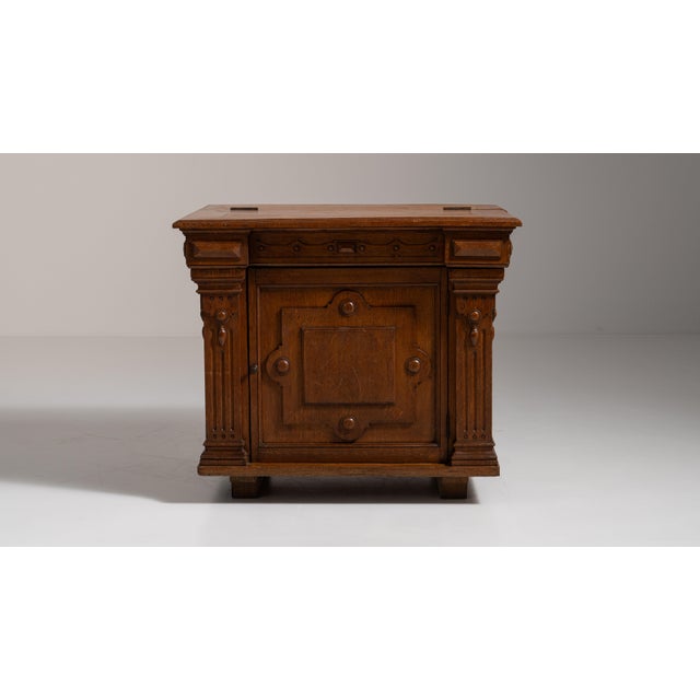 19th Century French Chestnut Brown Neo-Renaissance Oak Cabinet with Hinged Lid For Sale - Image 9 of 15