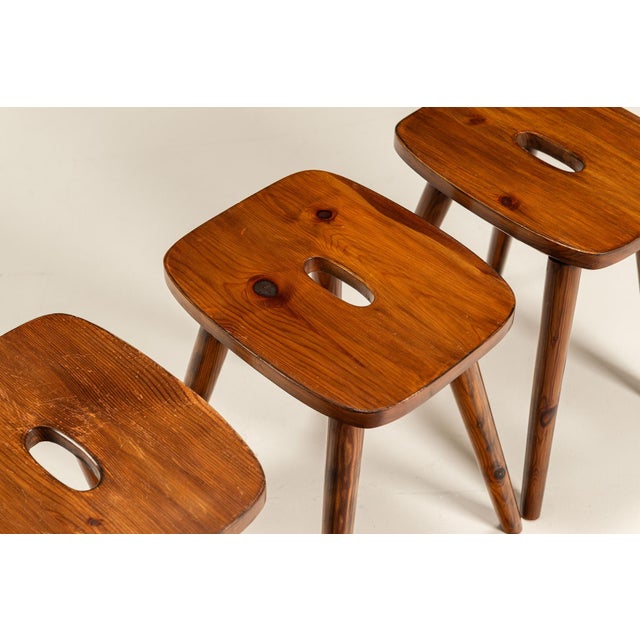 1960s Stools in Stained Pine, 1960s, Set of 3 For Sale - Image 5 of 9