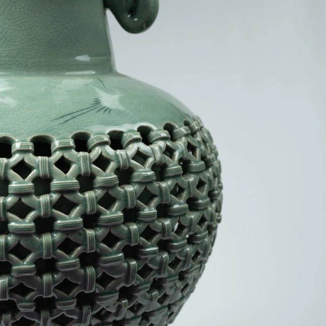 large-1980s-korean-celadon-openwork-vase-with-cloud-and-crane