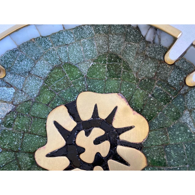 Salvador Teran Mid 20th Century Salvador Teran Brass and Glass Tile Bowl For Sale - Image 4 of 6