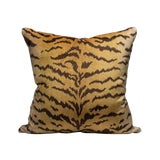 Image of Scalamandre Tigre Pillow, Ivory, Gold, Black For Sale