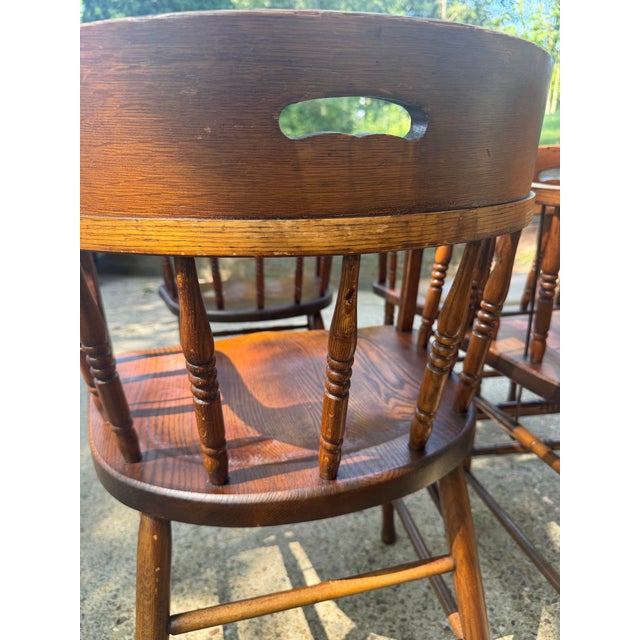 Set of Six S. Bent & Brothers Windsor Captain’s Chairs For Sale - Image 10 of 12