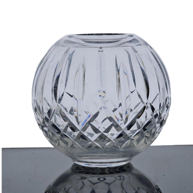 Glass Waterford Lismore Lead Hand Cut Crystal Rose Bowl Vase 6.5" For Sale - Image 7 of 11