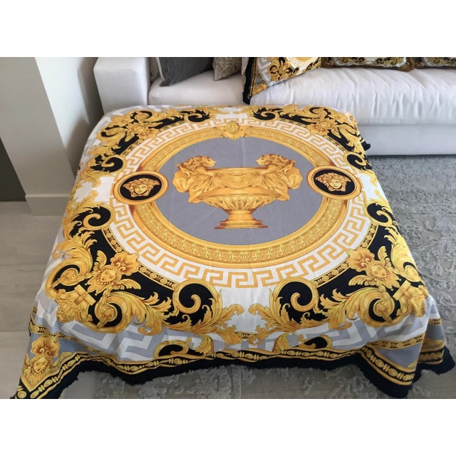 Italian Custom Made Lion & Urn Versace Style Throw For Sale - Image 3 of 12