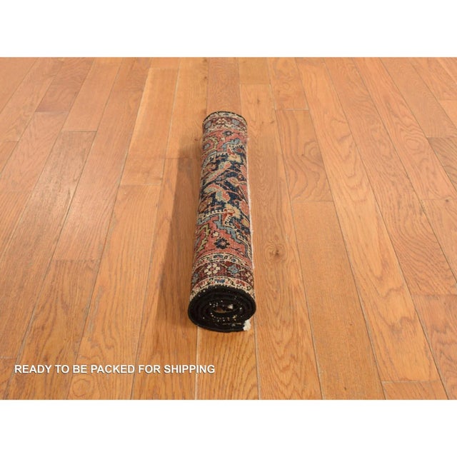 1910 2'x2'10" Blue Antique Persian Sarouk Hand Knotted Pure Wool Even Wear Mat Rug For Sale - Image 4 of 6