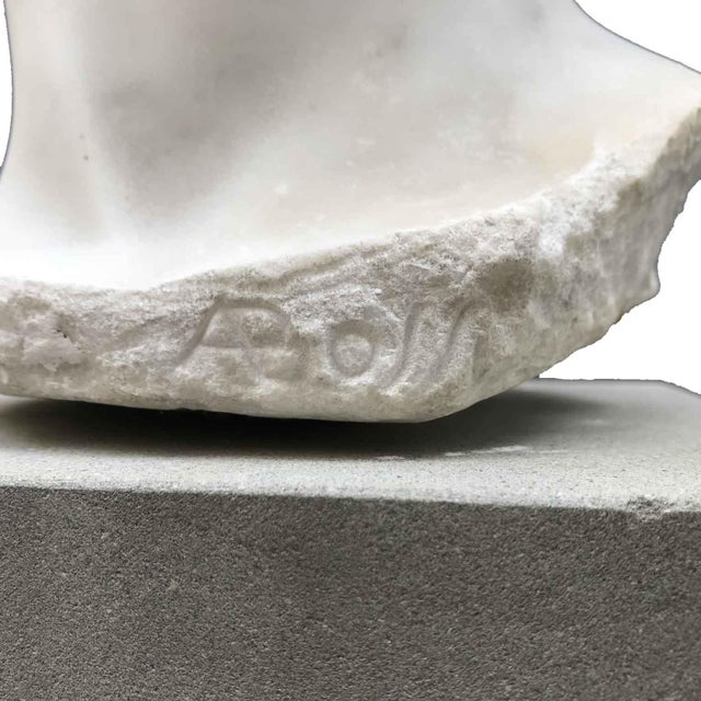 White Aurelio Bossi, Bust of a Woman, 1920s, White Marble For Sale - Image 8 of 13
