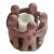 Mid-Century Folk Art Clay Candle Holder With Five Figures in a Circle For Sale