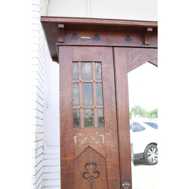 Early 20th Century Arts and Crafts Mission Oak Armoire For Sale - Image 11 of 12