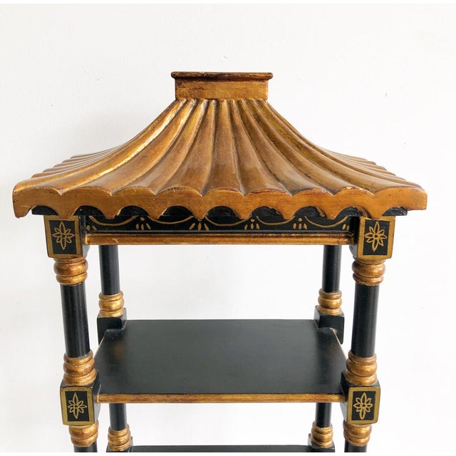 Vintage Black and Gold Wooden Carved Pagoda Wall Shelf Chairish
