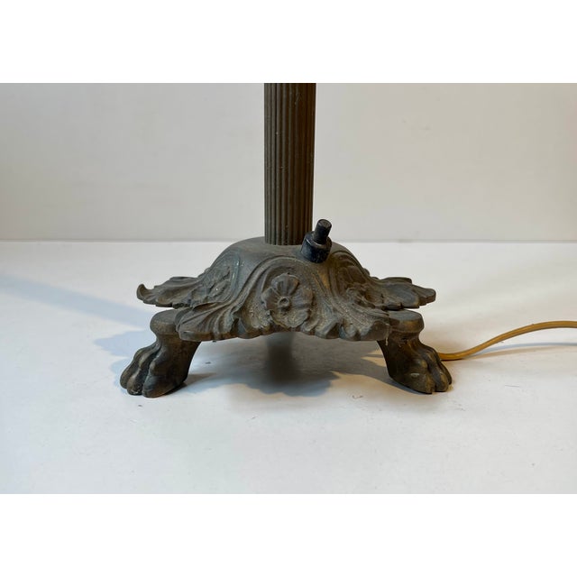 Antique Danish Brass Lion Paw Table Lamp, 1920s For Sale - Image 6 of 11