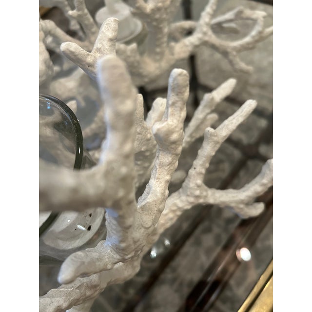 Metal Vintage Painted Iron Faux Coral Candle Holder Centerpiece For Sale - Image 7 of 12