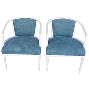 1960s Vintage Hollywood Regency Faux Bamboo Chairs - a Pair