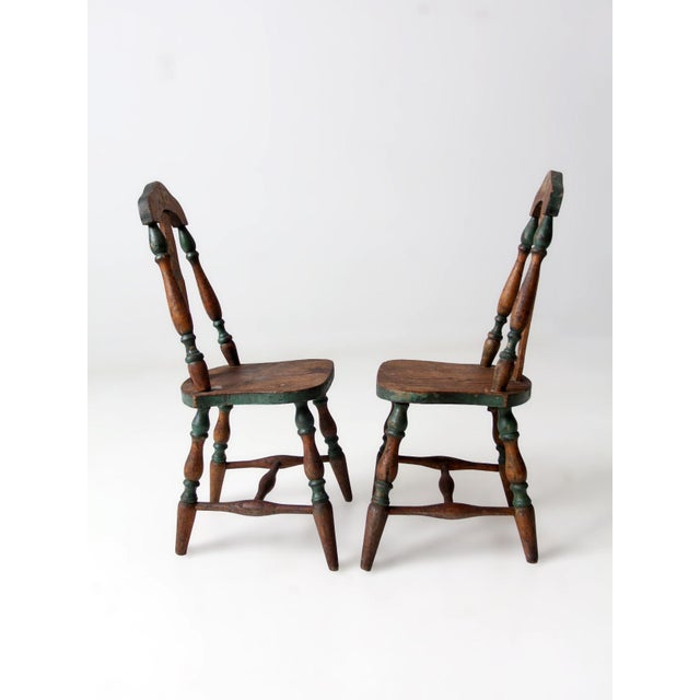 Vintage Painted Wood Children's Chair Pair For Sale - Image 11 of 14