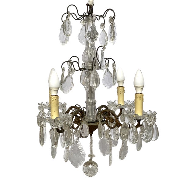 Antique Bohemian Crystal Chandelier, 1890s For Sale