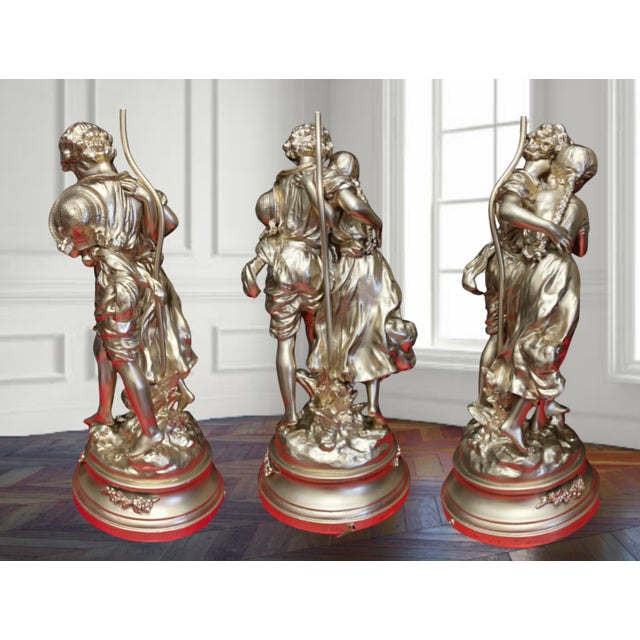 Vintage Hippolyte Moreau Sculptural Lamp: Village Young Couple For Sale - Image 12 of 12