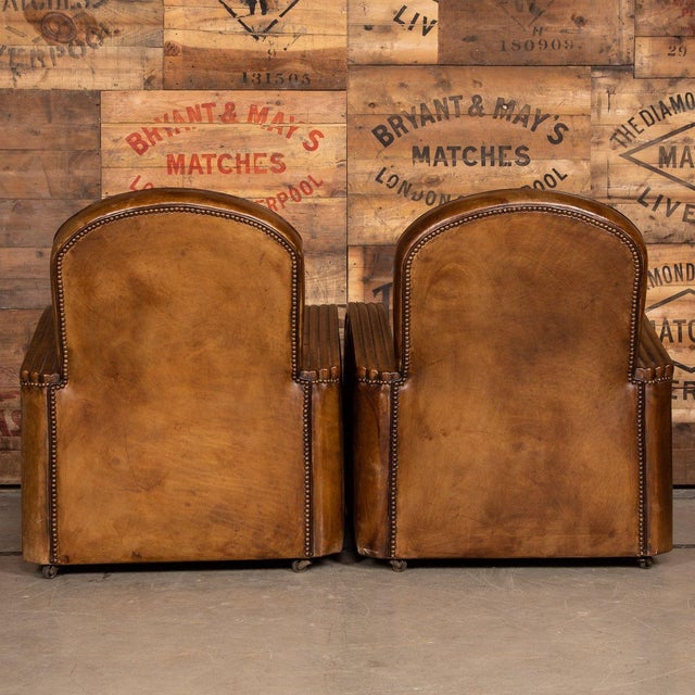 Art Deco Leather Tub Chairs & Sofa, 1920s, Set of 3 For Sale - Image 17 of 18