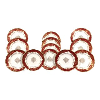 Gilded Age Coalport Porcelain Set of Dessert Plates, Set of Twelve For Sale