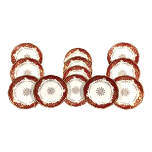 Gilded Age Coalport Porcelain Set of Dessert Plates, Set of Twelve