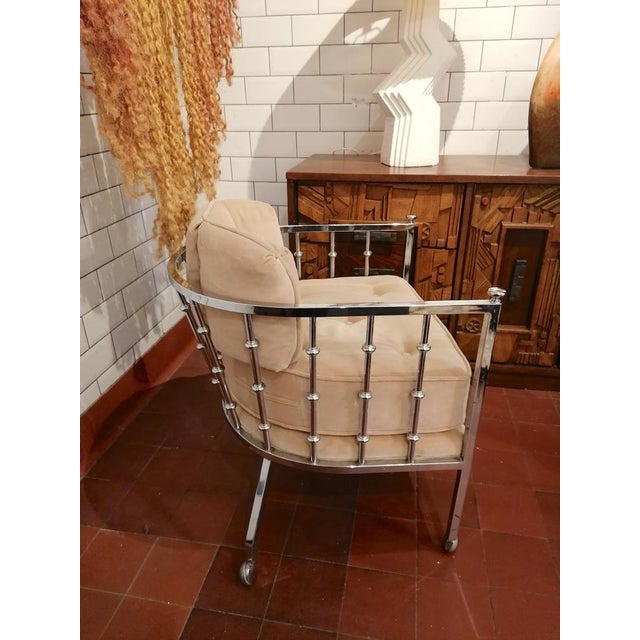 Set of Mid-Century Chrome Spindle Armchairs with Casters from Drexel, USA, 1970s For Sale - Image 13 of 17