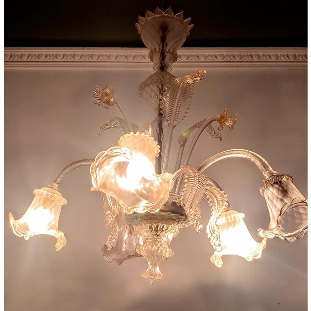 Rare and authentic classic murano chandelier (venice) 1930s italy * it is found in an old house still hanging and needs to...