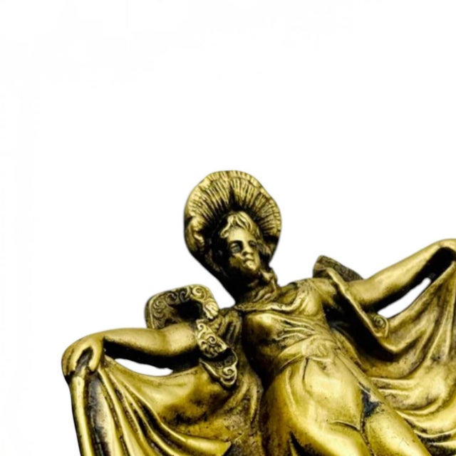 Art Nouveau Vide-Poche with Female Figure in Bronze-Toned Metal, 1890s For Sale - Image 3 of 8
