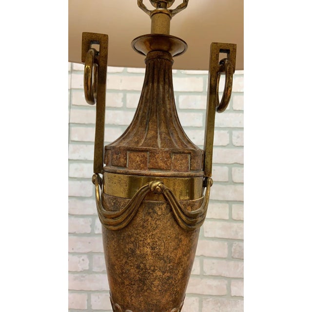 Late 20th Century Vintage Maitland Smith Neoclassical Bronze Table Lamps - Pair For Sale - Image 5 of 7