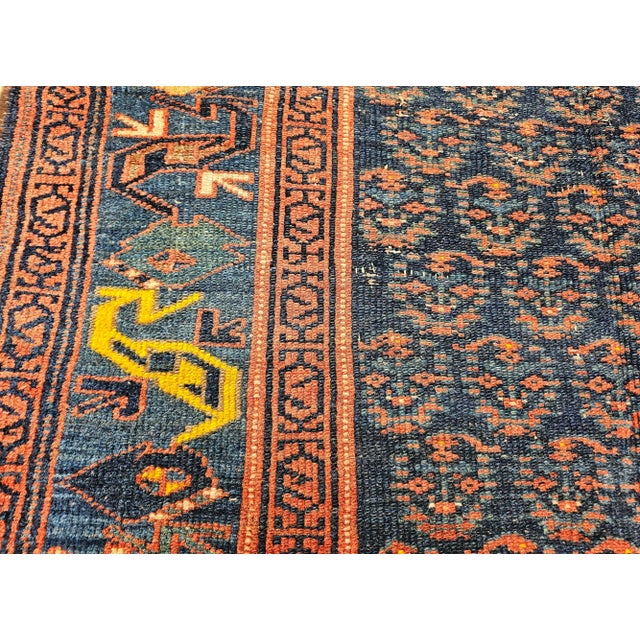 Antique Bidjar Area Rug, Handwoven Allover Paisley Pattern. Blue & Green, 4’ X 6’ For Sale - Image 9 of 16