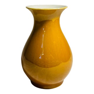 Vintage Chinese Small Vase Classic Plum Shape Burnt Orange Exterior For Sale
