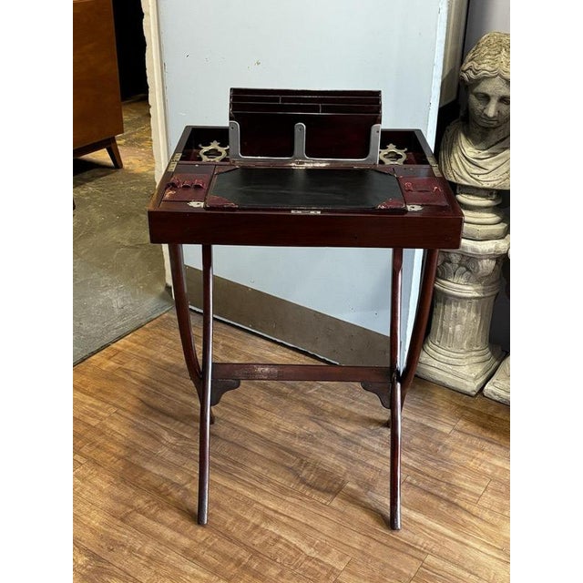 English Victorian Folding Campaign Desk with Fitted Interior For Sale - Image 9 of 18