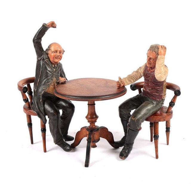 1950s Vintage Folk Art Pub Diorama Bar Figures in Chalkware, 1950s For Sale - Image 5 of 5