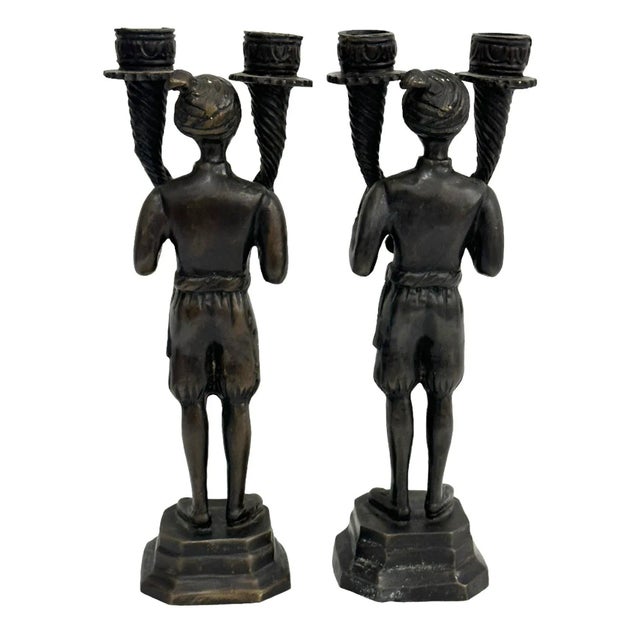 Pair of Vintage Bronze Finished Soldiers Candle Holders - a Pair For Sale In Birmingham - Image 6 of 10