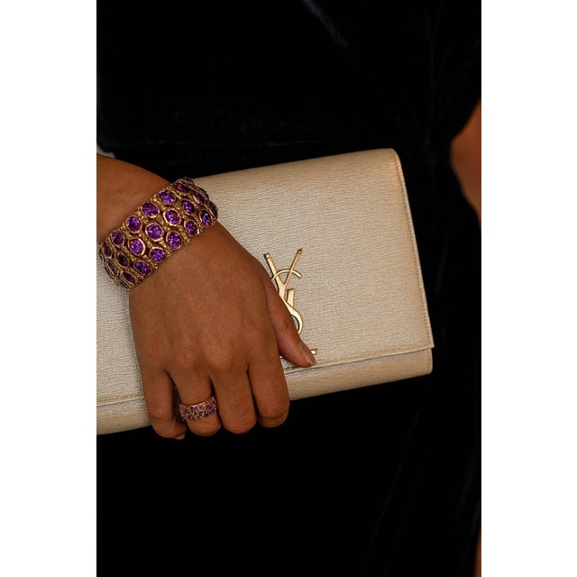 Bochic "Capri" Vintage Purple Amethyst & Green Amethyst Cuff Set In 18K & Silver For Sale - Image 13 of 18