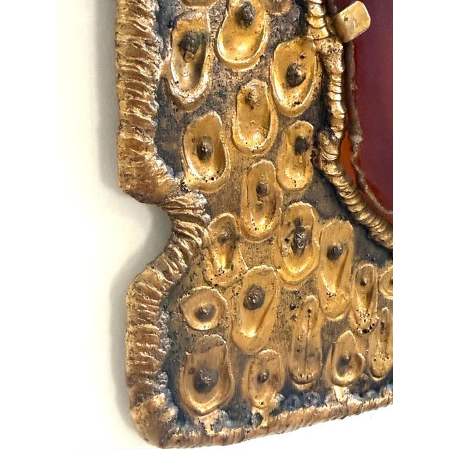 Light Yellow Brutalist Wall Relief with Inset Agate Slices, 1960s For Sale - Image 8 of 12