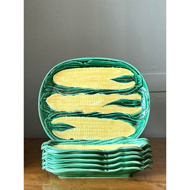 Mid-Century Modern Vintage Regency Corn Cob Platter and Plates - Set of 6 For Sale - Image 3 of 5
