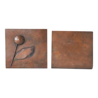Vintage Handmade Modernist Copper Bookends- a Pair For Sale