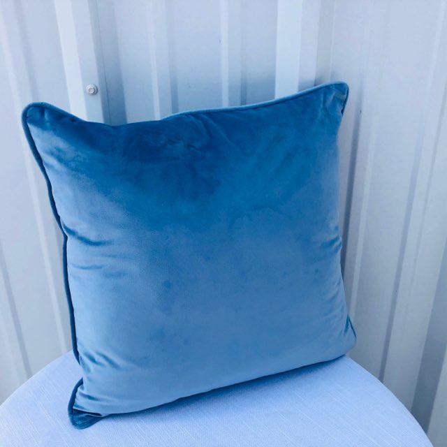 Contemporary Baby Blue Velvet Pillow Cover Chairish