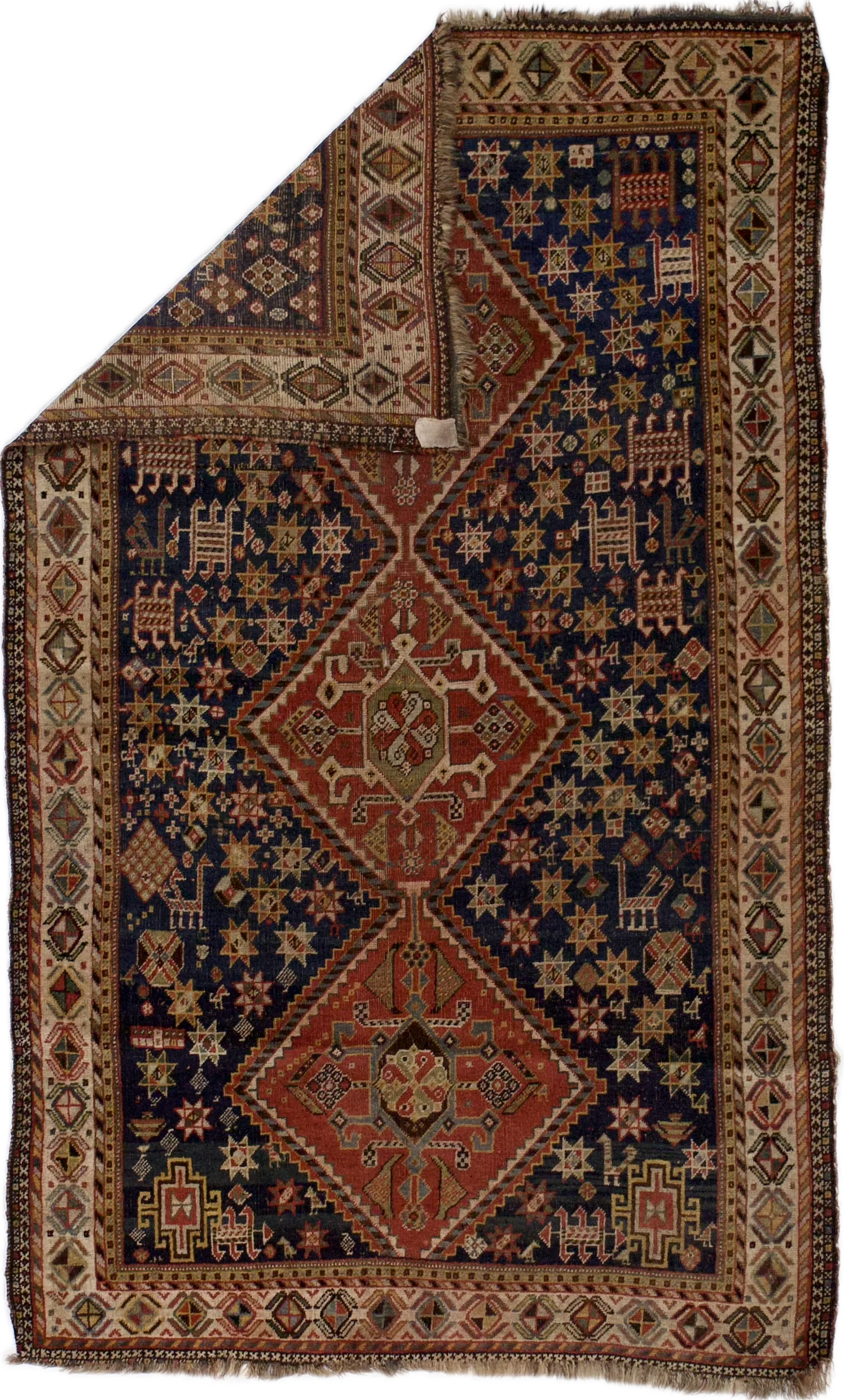 Antique Persian Qashqai Rug 4'5