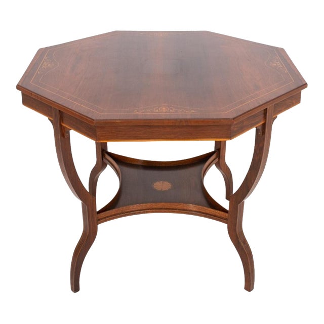 Edwardian Octagonal Inlaid Rosewood Lamp Table For Sale