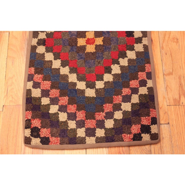 Nazmiyal Collection Bold Geometric Pattern Antique American Hooked Rug For Sale In New York - Image 6 of 6