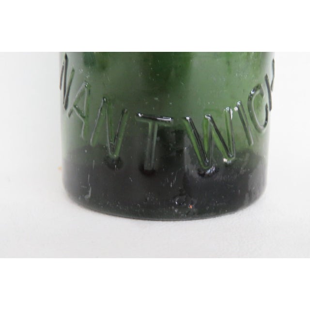 Pickmere and Co Nantwich Blown Glass Bottle Empty Green Embossed Vessel 5122b For Sale - Image 4 of 12